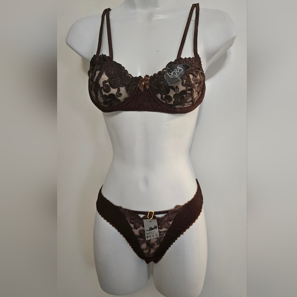 Brazilian Lycra Brown Lace Lingerie Set - Picture 6 of 6
